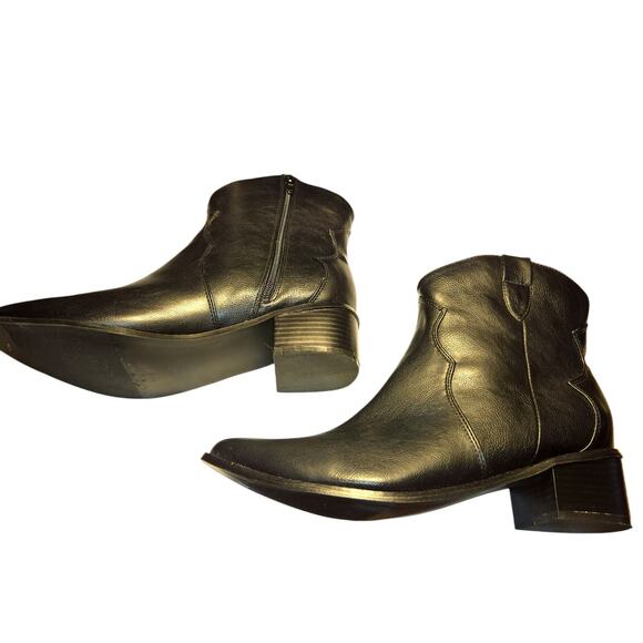 Mens 8.5 (42) Black Ankle Boots Western Style Shoes8 1/2 - Picture 1 of 6